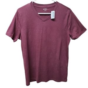 Old Navy mens maroon soft short sleeve v neck shirt small NWT